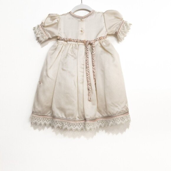 Bijan Kids Girls Ivory Polyester Tutu Dress Floral Crew Neck Short Puff Sleeve 2 - Picture 2 of 6